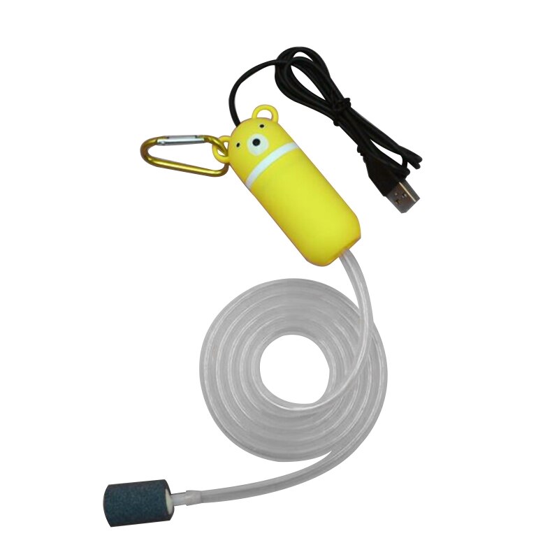 Draagbare Mini Usb Aquarium Zuurstof Pomp Krachtige Mute Energie Besparen Compressor Vis: YELLOW