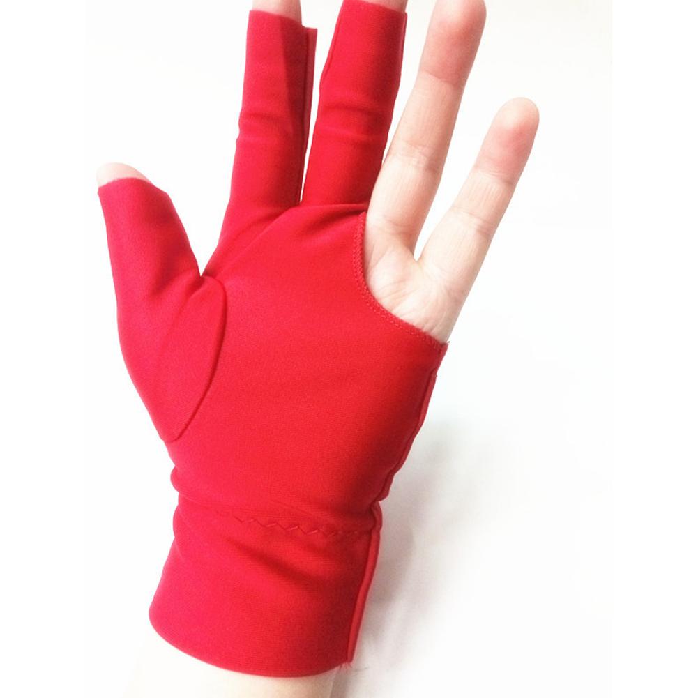 Unisex luvas de bilhar de três dedos cor sólida lycra tecido elastano snooker especial luvas de bilhar equipamento de jogo de bilhar