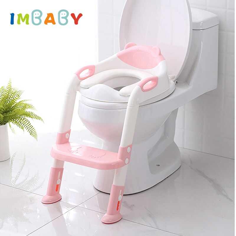 IMBABY Baby Boy Potty for Kids Training Seat Baby Girl Pot Adjustable Ladder Children Toilet Safety Folding Bebe Seat Pots Frog