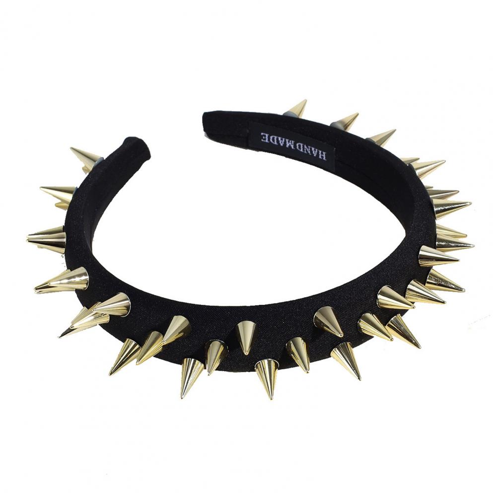 Vrouwen Hoofdband Overdreven Punk Stijl Lange Klinknagel Decor Haar Hoepel Brede Band Elastische Anti-Slip Dame Hoofdband Haar Accessoire: Overigen
