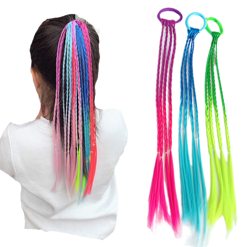Kinderen Pruik Vlechten Koreaanse Meisjes Gekleurde Haar Tie Haar Accessoires Meisjes Tie Haar Rubber Band Twist Vlecht Hoofdtooi