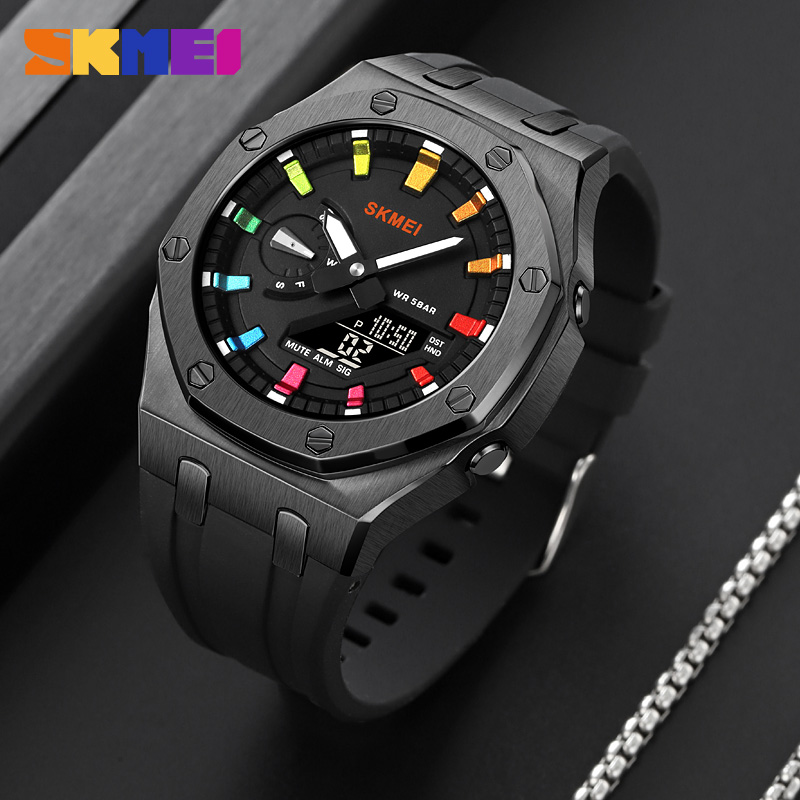 Skmei 2243 Heren Horloge Student Elektronisch Horloge Multi Functionele Sport Waterdichte Nacht Glow Elektronisch Horloge