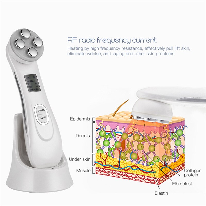 5 en 1 RF & EMS Radio mésothérapie électroporation visage beauté stylo fréquence LED Photon visage rajeunissement de la peau dissolvant rides