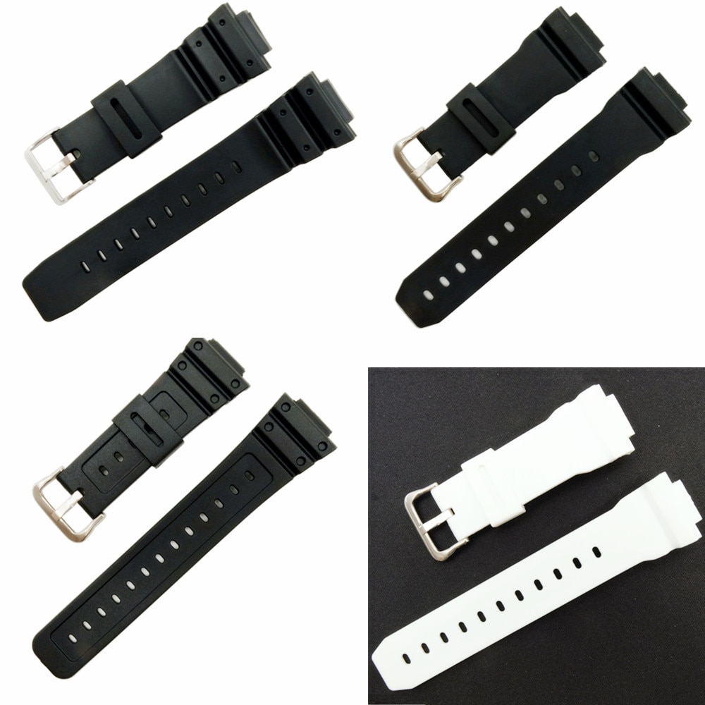 16mm Black PVC Watch Band Strap Fits DW-5600E DW-5700 G5600 5700 GM-5610 / 6900 9052 Series Watchband Replace + Tool