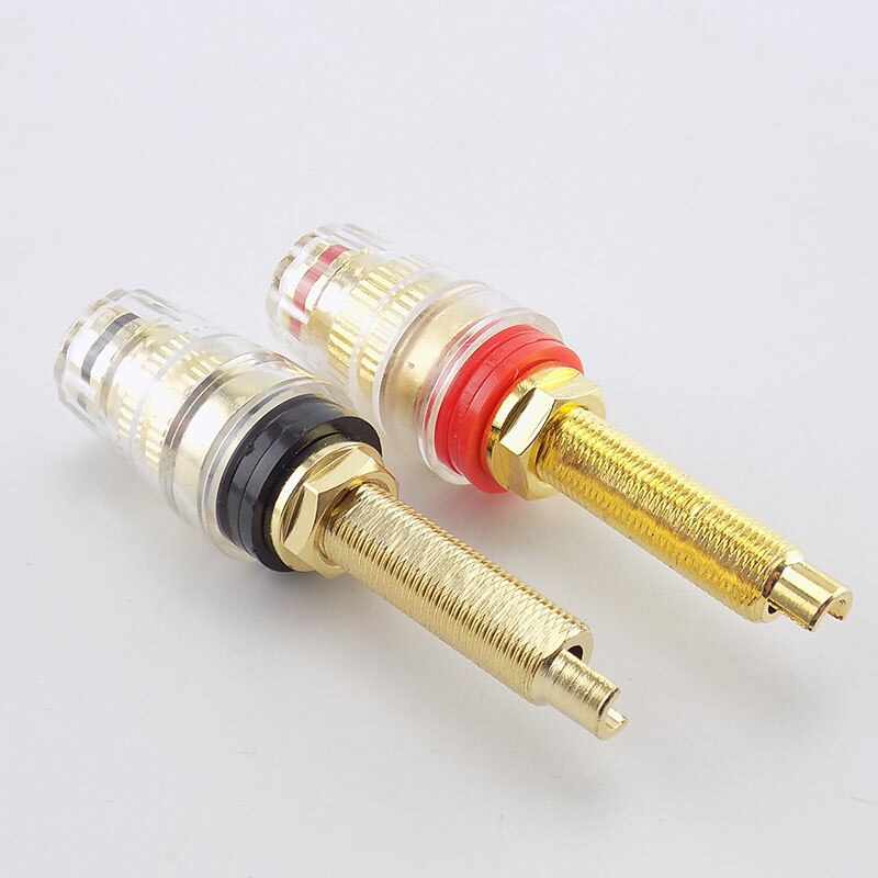 2pcs Brass Long Binding Post Connector Audio Speaker Amplifier Audio Adapter for 4mm Banana Plug Terminal Connectors W17