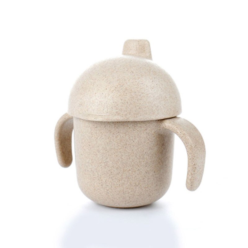 Taza de paja para leche y agua para bebé, recipiente de dos manos a prueba de fugas, Ventosas para niños, de Navidad, , 160ml: beige
