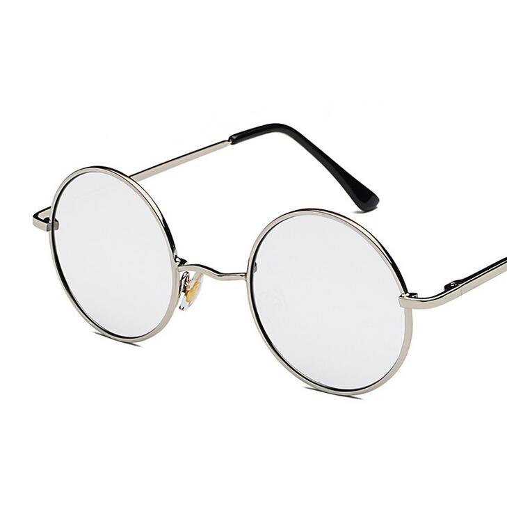 Retro runde briller mænd kvinder metal runde polariserede solbriller vintage små hippie briller cirkel linser: Hvid belagt