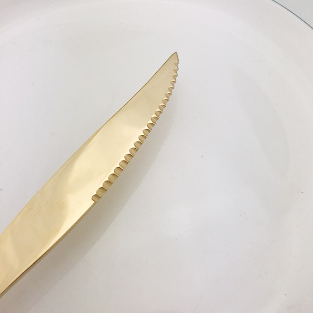 Golden Rvs Bestek Set Bestek Set Plated Bag Steak Messen Vorken Koffielepels Gold Zilverwerk Set 1 Pcs