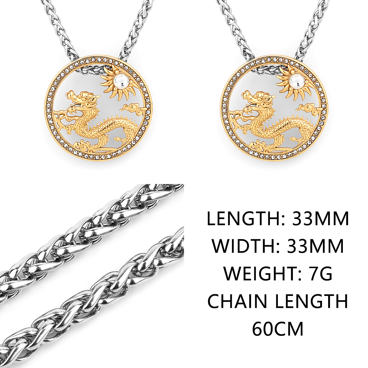 Zirkon Hohl Gold Farbe Drachen Anhänger Männer und Frauen Charme Halskette Straße Hüfte hüpfen Edelstahl Schmuck Zubehör