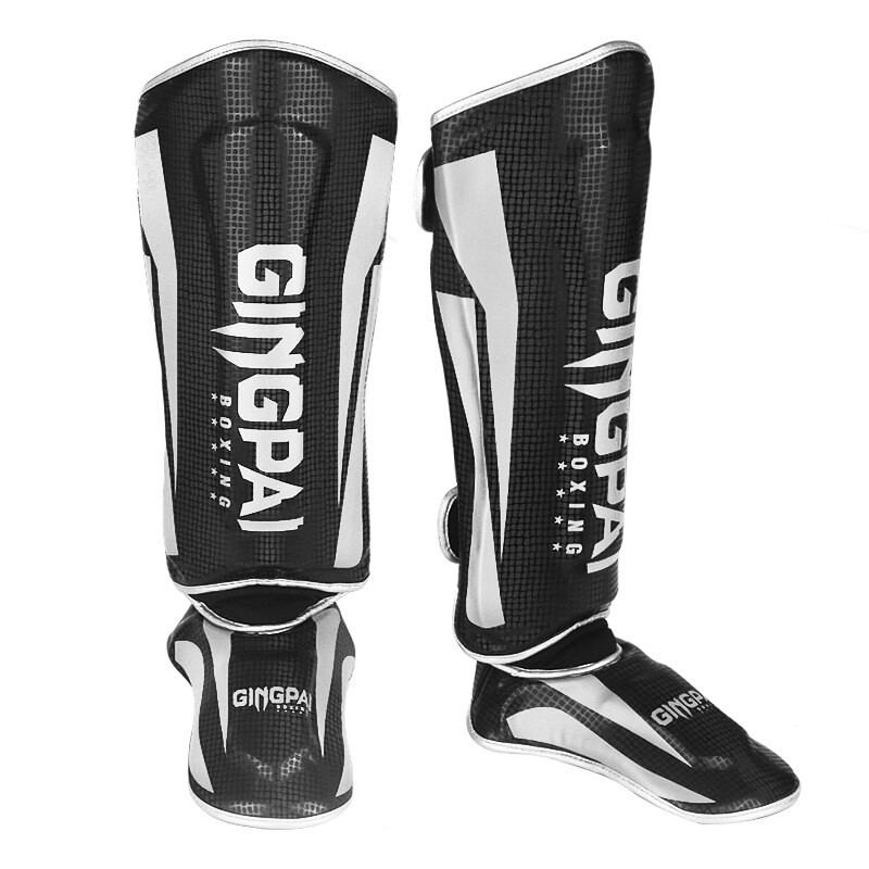 Vuxen muay thai boxning benskydd vristen mma kickboxning fotledsskydd kampsport kickboxning legging taekwondo utrustning: Svart / L 160-195cm
