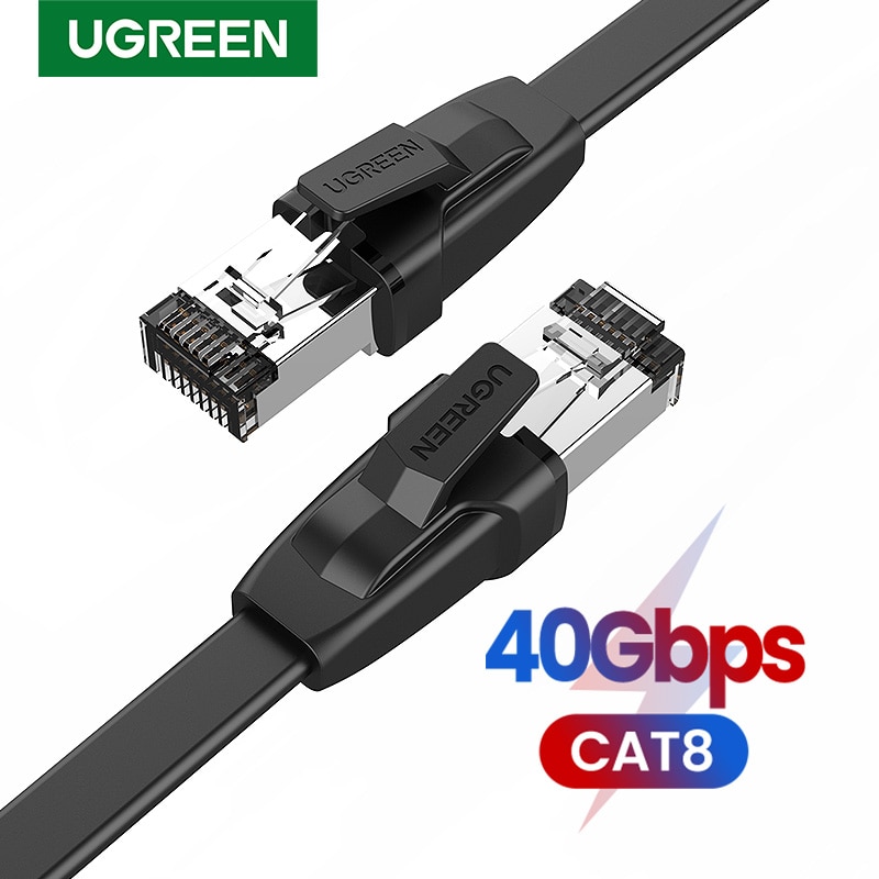 Ugreen ethernet kabel cat 8 40 gbps flad  rj 45 lan patch ledning til  ps 4 router bærbare computere modem  rj45 leder netværk cat 8 kabel ethernet