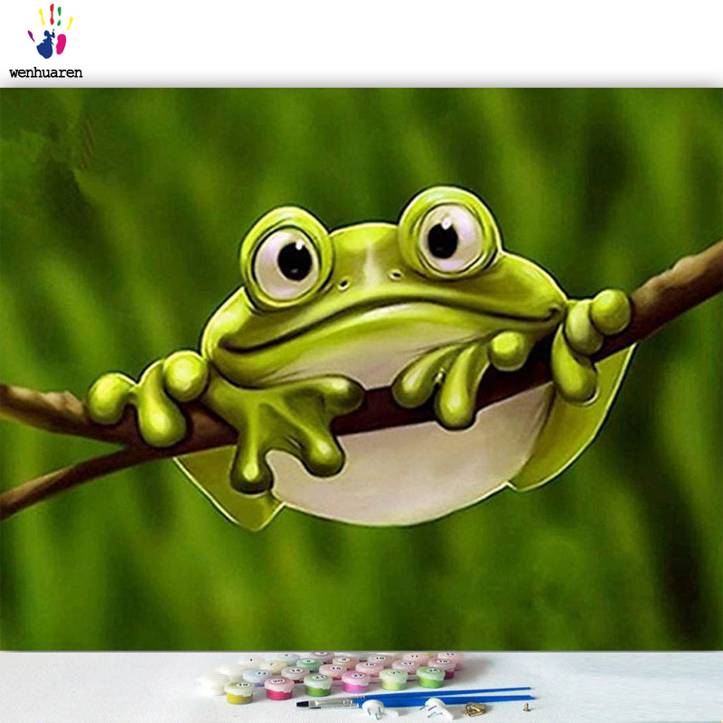 DIY colorings pictures by numbers with colors The frog picture drawing painting by numbers framed Home: 40x50cm no frame