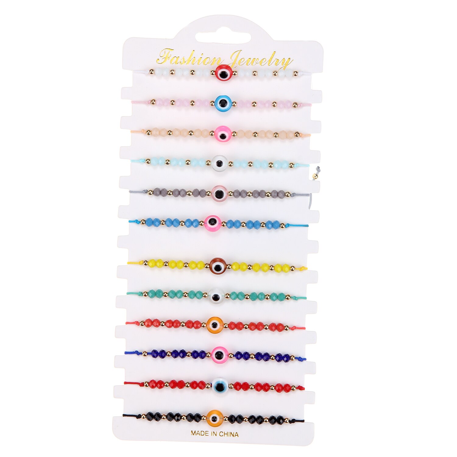 Women Men 12pcs/Sets Blue Turkish Evil Eye Charms Bracelets Crystal Bead Adjustable Rope Chain Yoga Wristband Child Girl Jewelry: B2766 B