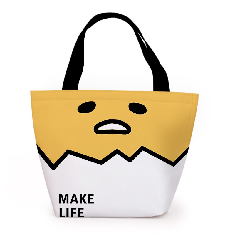 Gudetama Cartoon Cute Canvas Portable Lunch Bags Women Lunch Box Thermo Bag Office School Picnic Cooler Bag Bolsa Termica