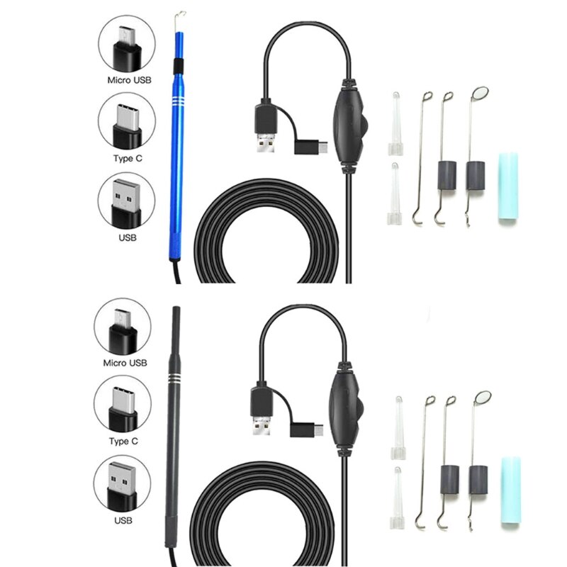 3 in 1 multifunktionelt usb-øre rengøringsværktøj visuel øre ske øreplukker med mini kamera pen ørepleje in-ear rengøring endoskop