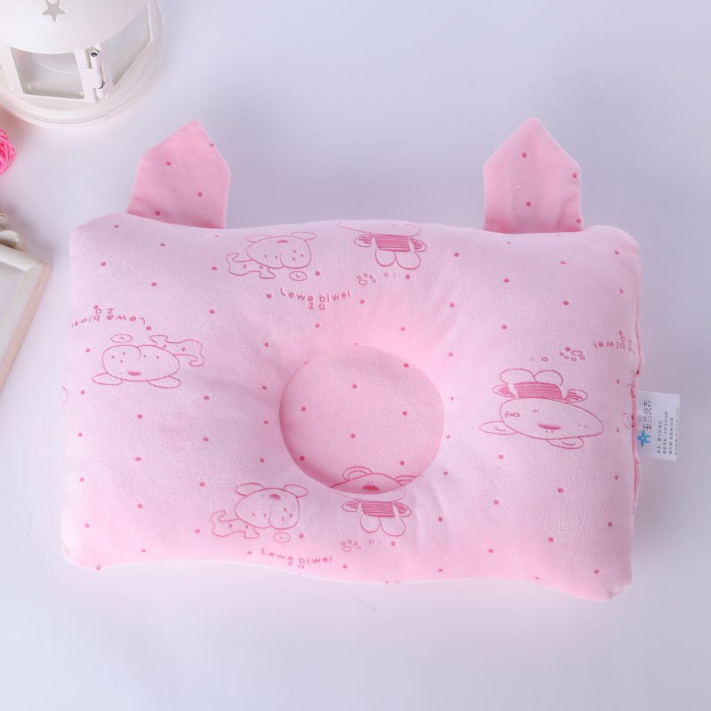 Almohadas rectangulares Antiapnea de algodón suave para cama de bebés, almohadas cóncavas adorables antimigrañas: Pink