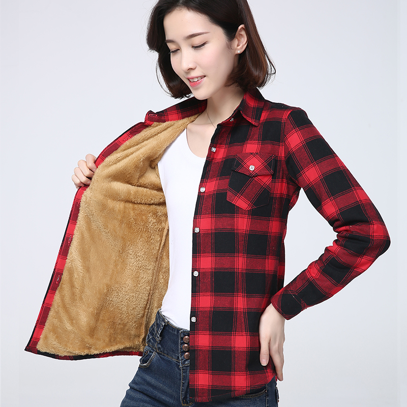 2023 inverno nuovo più spesso camicia scozzese calda da donna cappotto Lady Casual giacca in pile di velluto Top vestiti caldi delle donne tuta sportiva