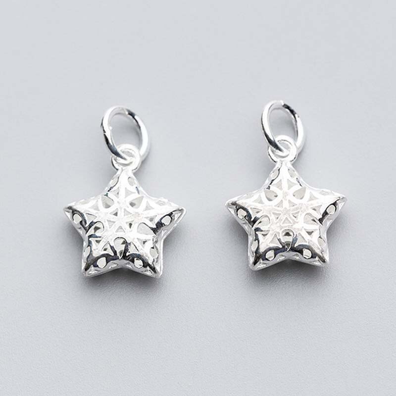 Aushöhlen Handwerk Stern Reize 925 Sterling Silber 14x12mm Frauen Handgemachte Anhänger Erkenntnisse DIY Schmuck Machen ohrringe