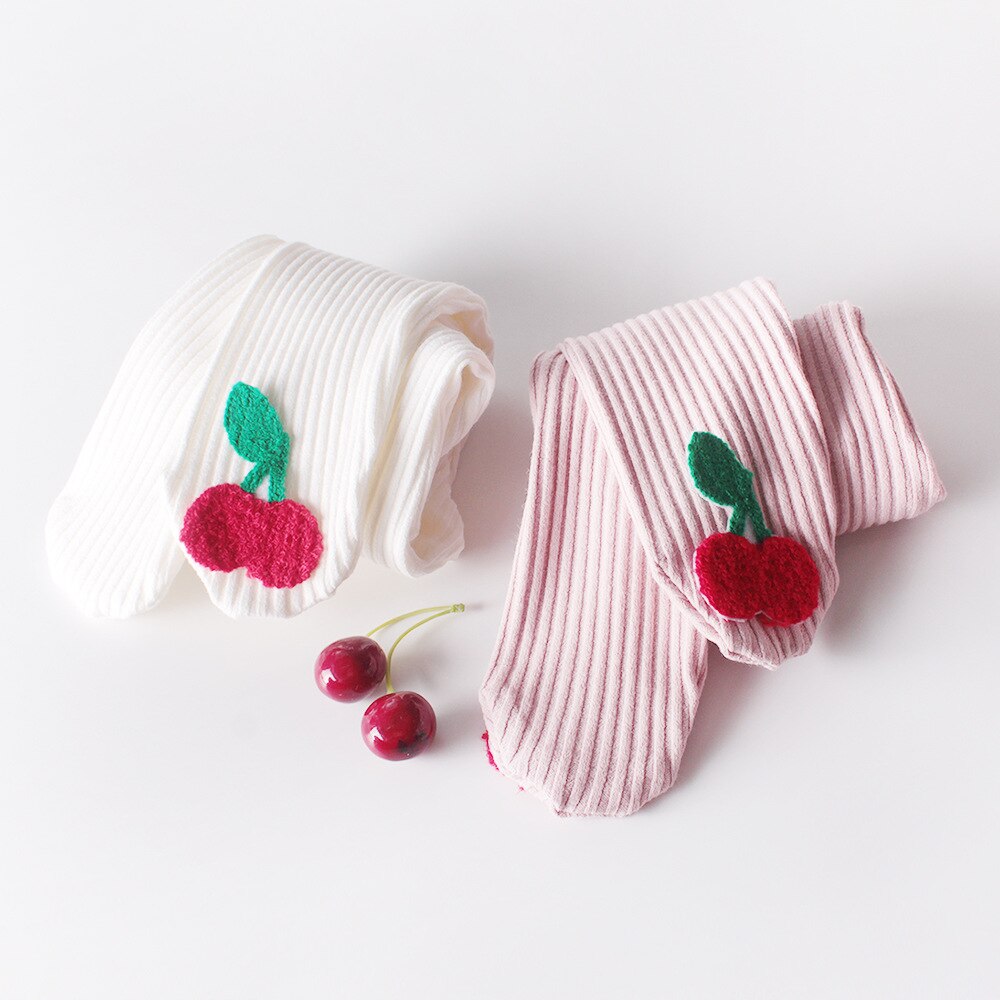 Katoen Geribbelde Panty Meisjes Kousen Leuke Cherry Panty Peuter Meisjes Panty Baby Meisje Stocking Peuter Knit Leggings Panty