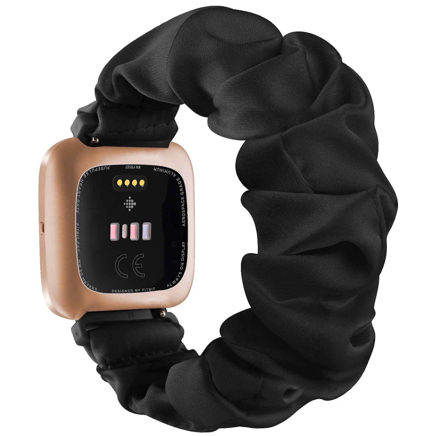 Scrunchie Gummiband Band Für Fitbit Versa 2 Versa Lite Gurt Ersatz Stoff Uhrenarmbänder Weiche Armbinde Für Fitbit Versa 2: Schwarz / Größe L