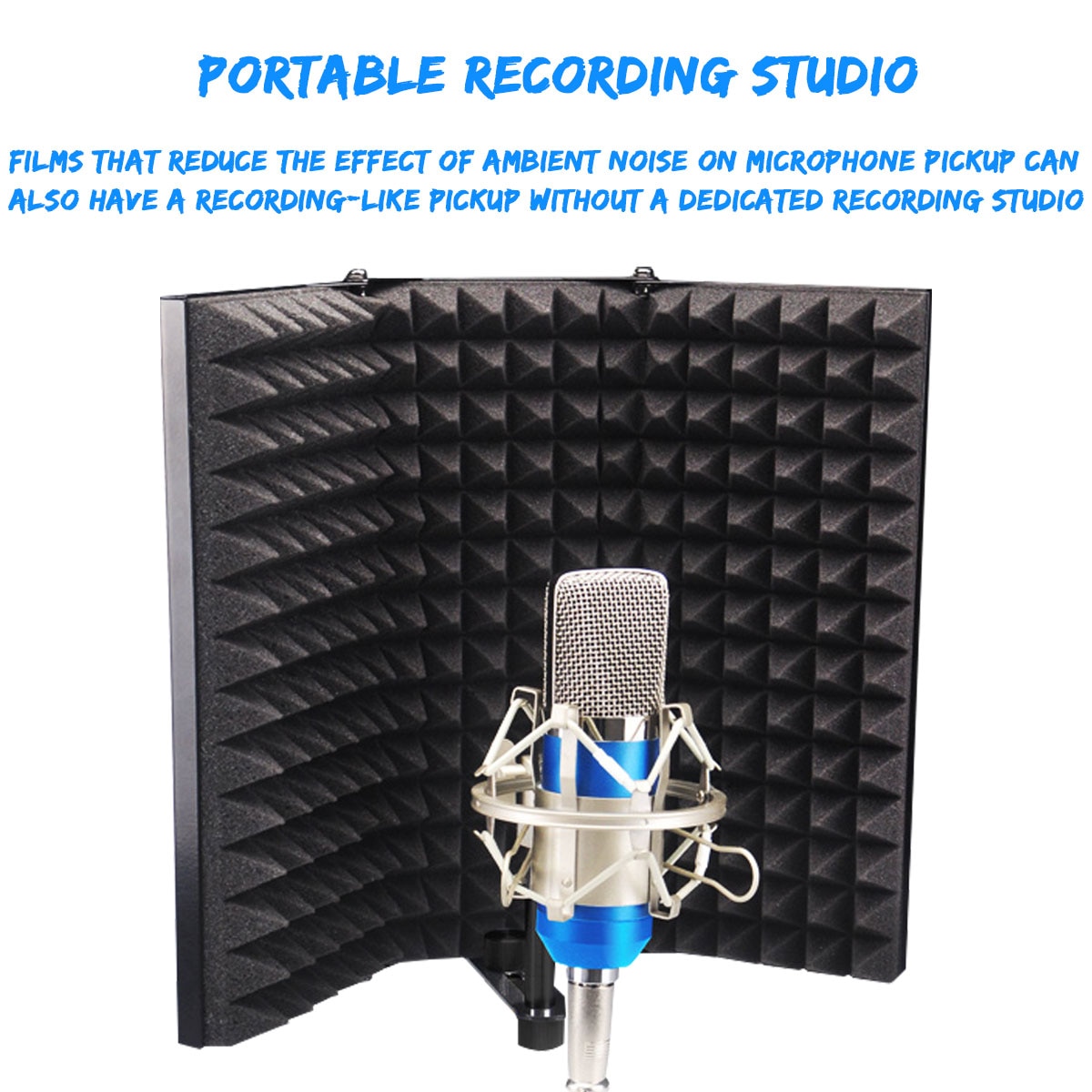 Foldable Adjustable Microphone Acoustic Isolation Shield Alloy Acoustic Foams Panel Studio Recording Microphone Accessories