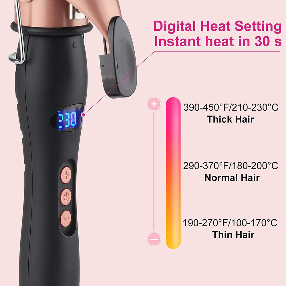 Ferro de frisar Modelador de cabelo profissional Ferramentas de modelagem de cerâmica recarregáveis Varinha de modelagem de rolo de íons negativos para cabelos 38MM