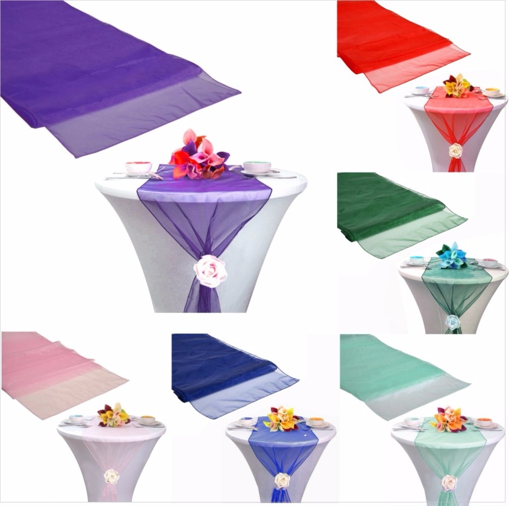 Organza Tisch Läufer Tischdecke Abdeckung Weiche schier Stoff Stuhl BöGen Beute Hochzeit 30*275CM Weihnachten Party Bankett tisch Dekor