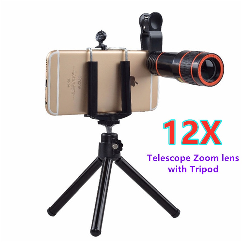 12X Telescoop Zoom Lens Universele Mobiele Telefoon Camera Lens Voor Iphone Smartphones Hd Mobiele Telefoon Telescoop Portabl Houder Statief
