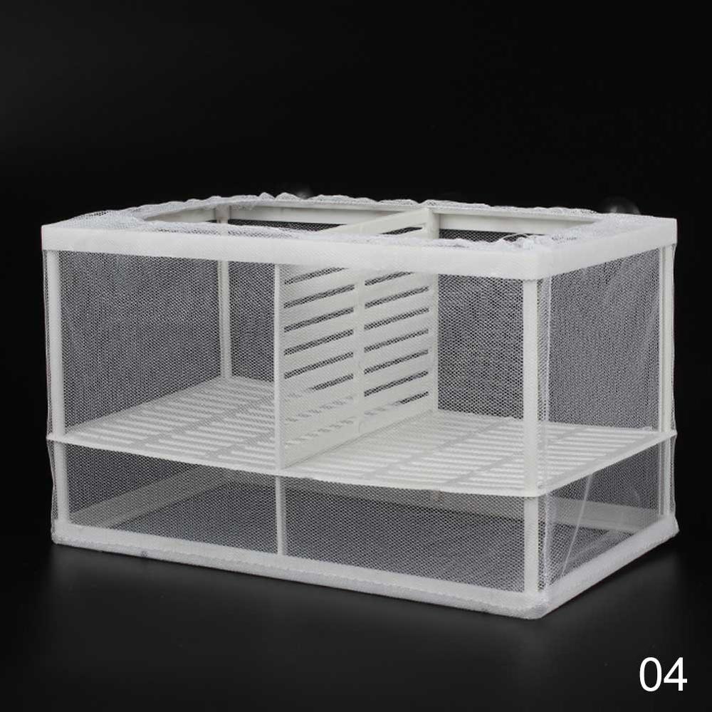 Akvariefisk opdræt opdræt boks baby fisk klækning isolering netto akvarium inkubator kasse hængende akvarium tilbehør forsyninger: Stor med skillevæg