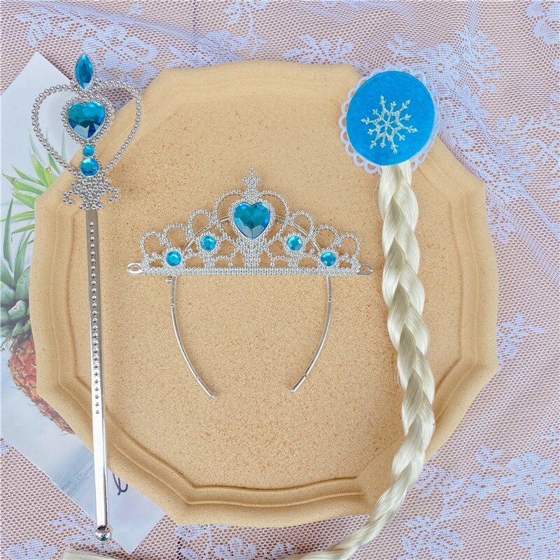 Elsa Prinses Accessoires Handschoenen Wand Kroon Sieraden Set Elsa Pruik Vlecht voor Prinses Jurk Kleding Cosplay Aankleden Sneeuwvlok