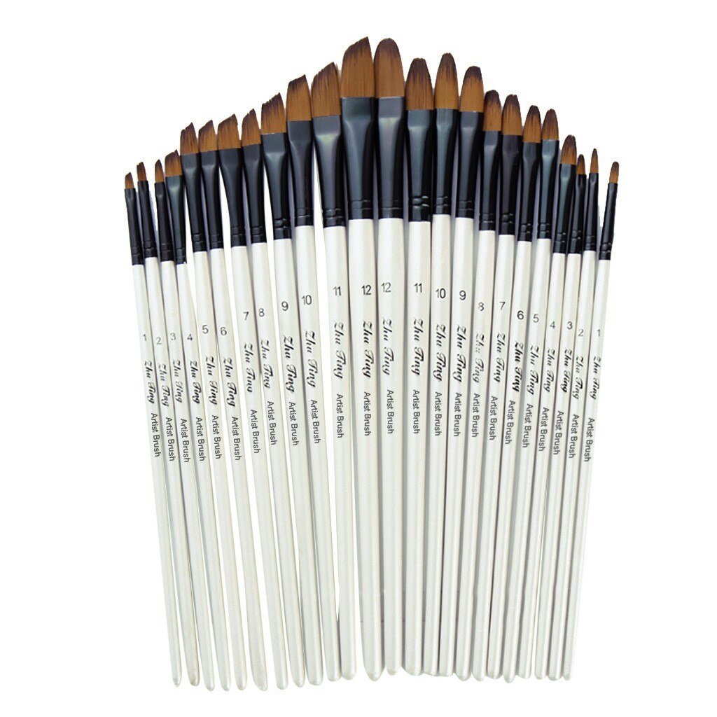 12 Stuks Nylon Haar Houten Handvat Aquarel Penseel Pen Set Voor Leren Diy Olie Acryl Schilderen Art Penselen levert