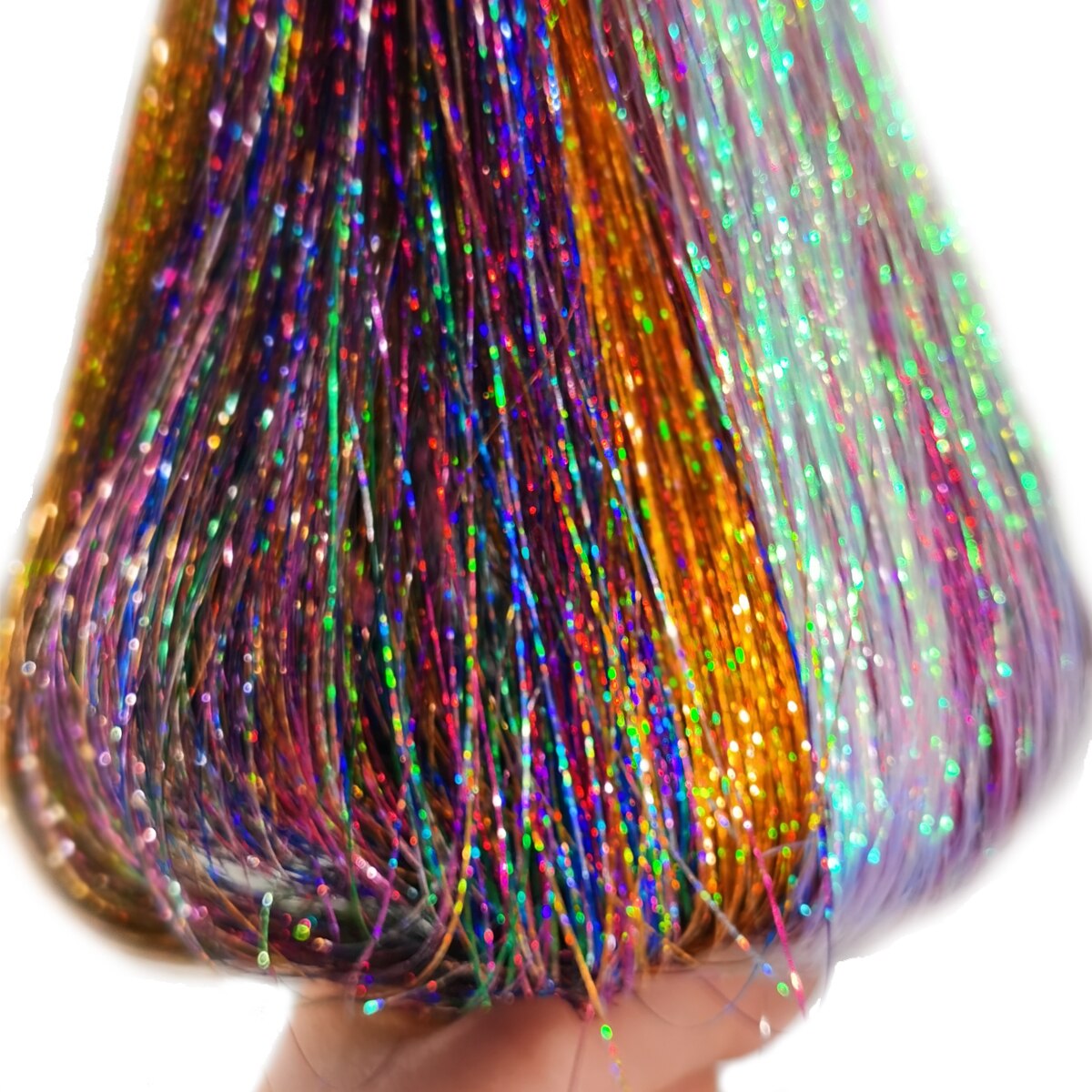 1PC Glitter Shiny Strands Hair Tinsel Dazzles Synthetic Hair Extensions Sparkle Women Accessories Threads For Hair Braids 90cm