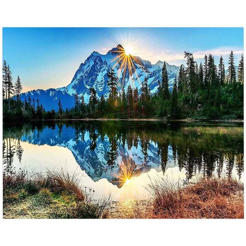 Paint By Numbers Kits for Adult, DIY Canvas Painting for Adults Beginner -Silent Mountain Lake