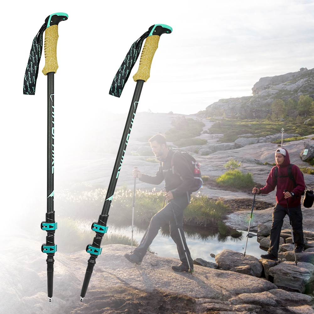 Hitorhike 195g/pc Carbon Fiber Lightweight Trekking Pole Adjustable Telescopic Hiking Walking Stick 3 Section For Camping Hiking