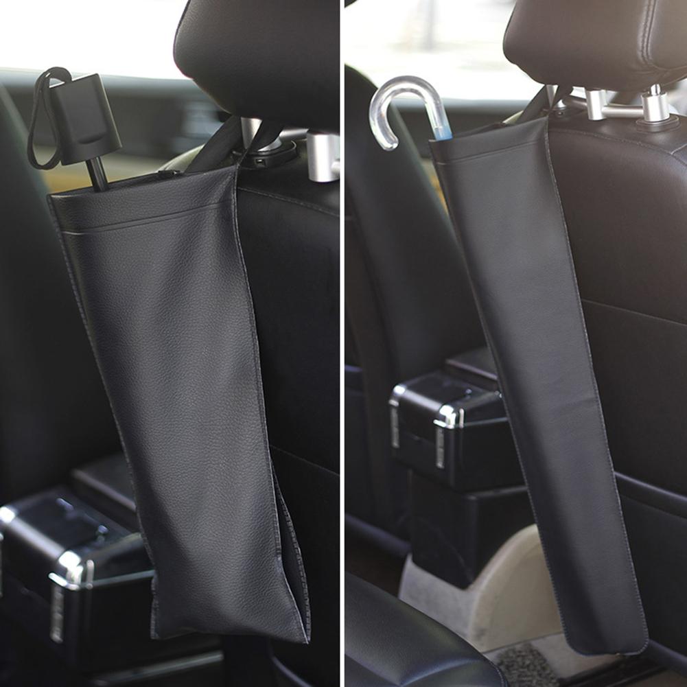 Porte-parapluie de voiture en cuir artificiel | Sac de rangement pour parapluie de voiture, porte-parapluie pliable et étanche, longue ou courte poignée