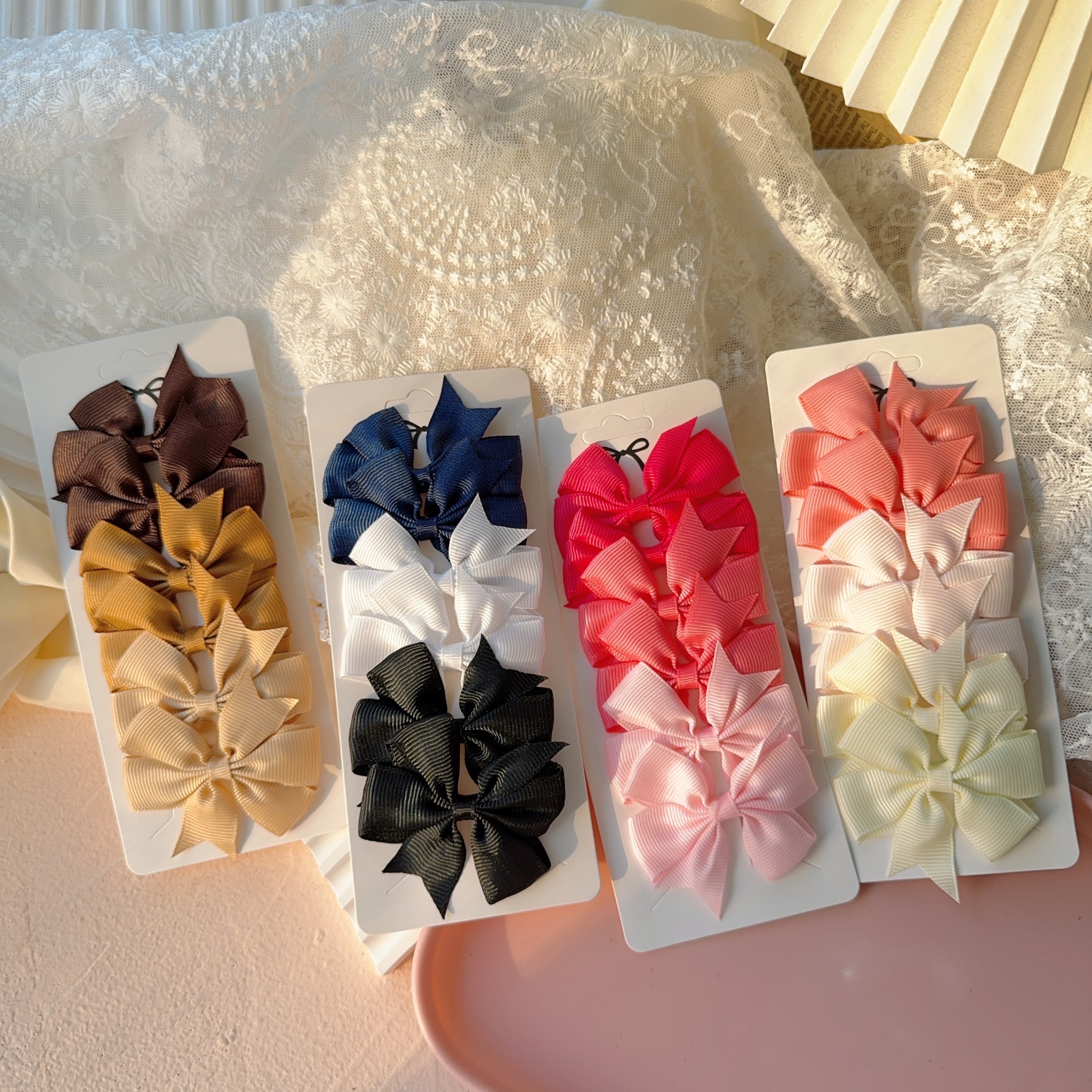 6-10 Uds. Pinzas para el cabello con lazo bonito para niñas, pinzas para el pelo con lazo colorido, pasadores hechos a mano, accesorios para el cabello para niños