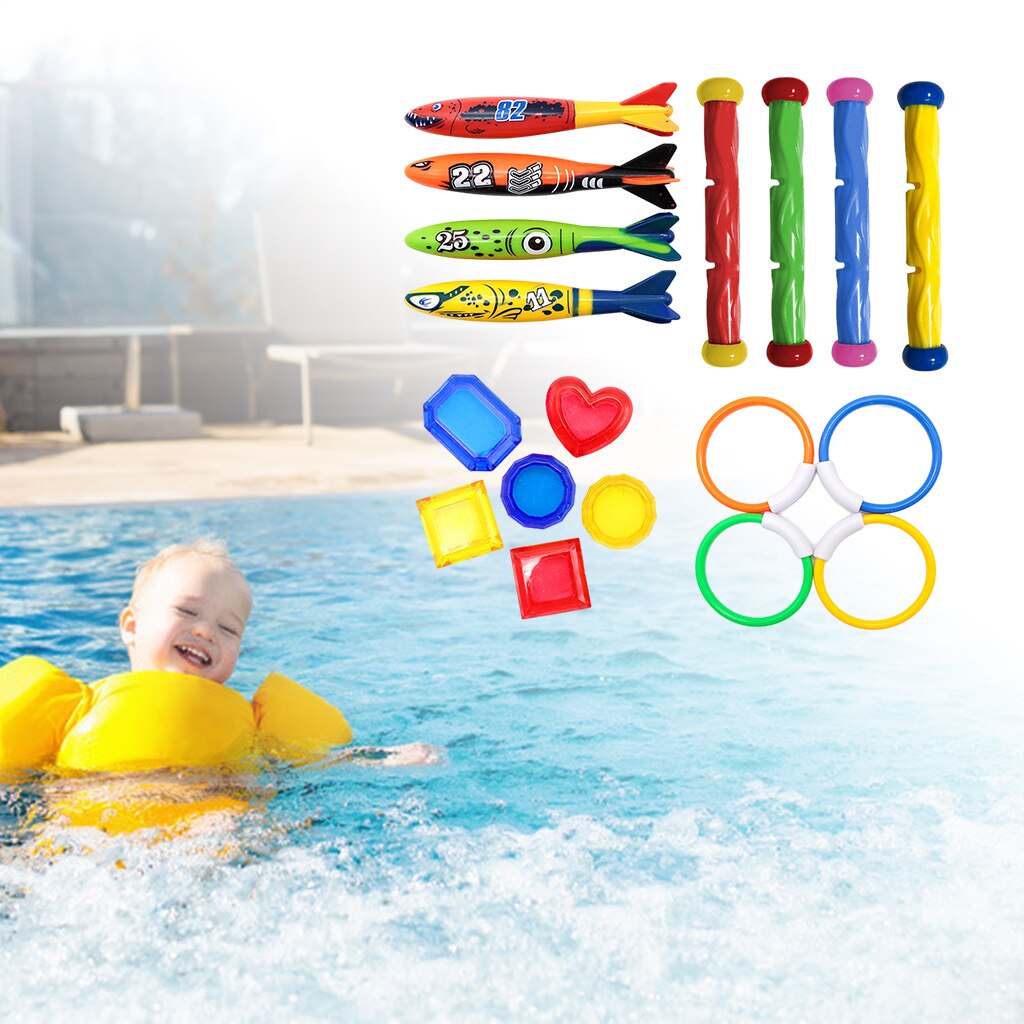 Summer Fun Water Diving Toys Pool Toys Ages 3 4 5 6 7 Dive Rings Pool Fish Training Toys Grab Toy: 18pcs