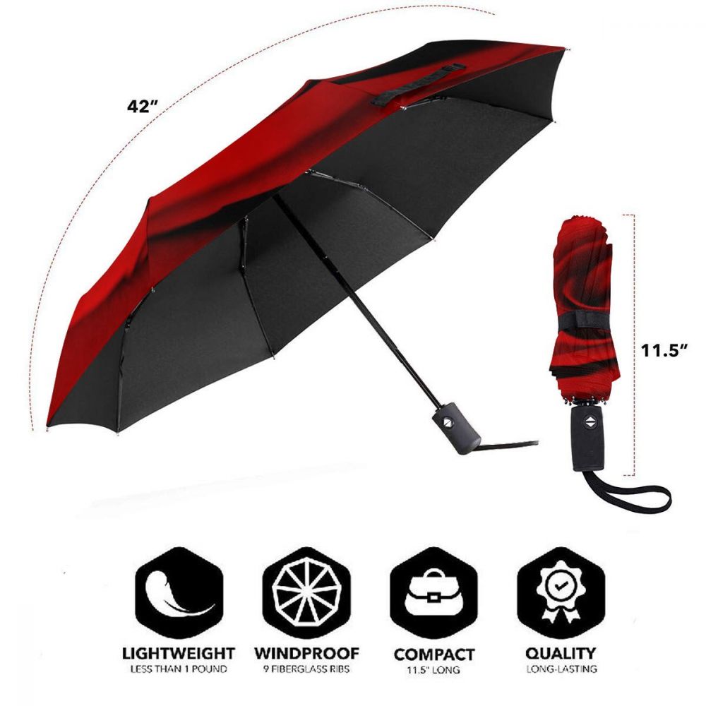 Automatic Umbrella Red Rose three-fold umbrella women men rain umbrella