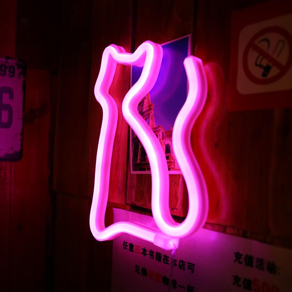 Bruiloft Led Borden Neon Licht Kat Vormige Sfeer Lamp Party Muur Decor Kinderkamer Slaapkamer Usb Battery Operated Lage spanning