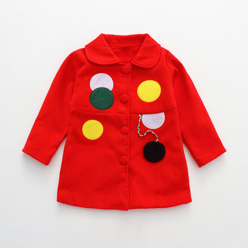 Mädchen Wollmantel - Geometrisches aufbringen - Langarm - Umlegekragen - Herbst/Winter Kinderkleidung