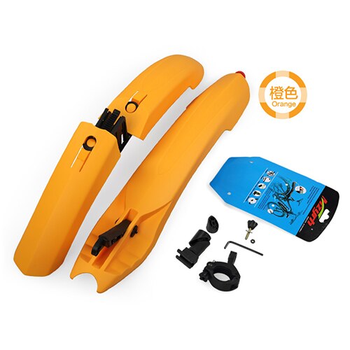 Staart Led-verlichting Mtb Fiets Spatbord Spatbord Mountainbike Voor Achter Spatbord Vleugel Plastic Fietsen Spatbord Onderdelen Accessoires: YELLOW