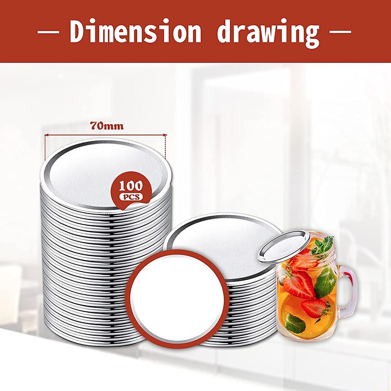 80/100 Pcs Regelmatige Mond Inblikken Deksels 70/86Mm Mason Jar Inblikken Deksels Herbruikbare Split-Type Deksels Lek proof Accessoire