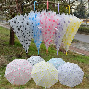 Vrouwen Kleurrijke Regenboog Paraplu + Transparant Clear Rain Parasol Wedding Party: Rood