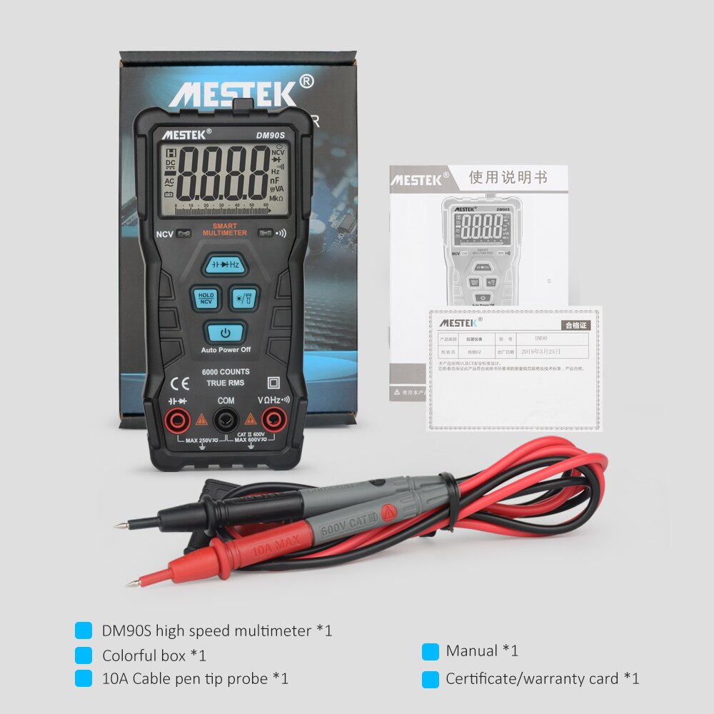 MESTEK DM90S high speed multimeter digital multimeter auto range tester multimetre better than DM90A multimeter multitester