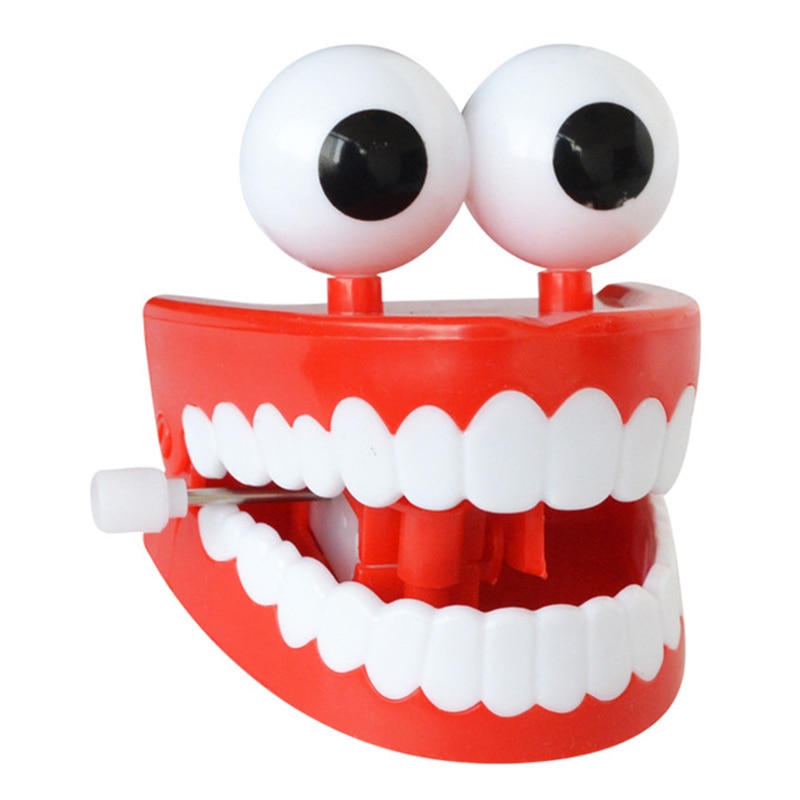 Novelty Dentures Clockwork Fun Toy Teeth Clockwork Beating On The Chain Classic Toys Halloween Funny Teeth Model Toys Kids