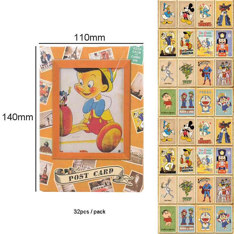 Conjunto de 32 tarjetas de viaje Vintage con paisaje arquitectónico, set de tarjetas postales, tarjeta de de felicitación: Vintage Cartoon