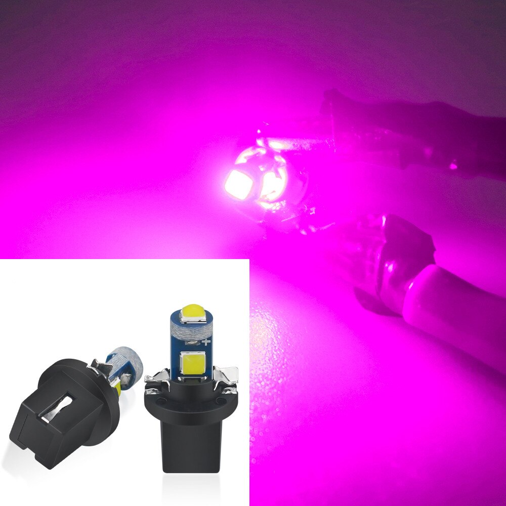 Ampoule led T5 B8.5 B8.5D 3030-3SMD, 20 pièces, indicateur de jauge, lumières intérieur du tableau de bord, lampe latérale, dc 12v: (B8.5)PINK