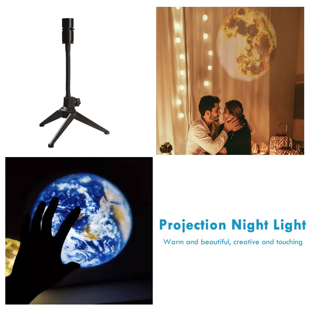 Moon Lamp Planet Projector Night Light Sky Projector 360° Rotatable USB Moon Led Night Lamp Earth Projection Lamp Room Decor
