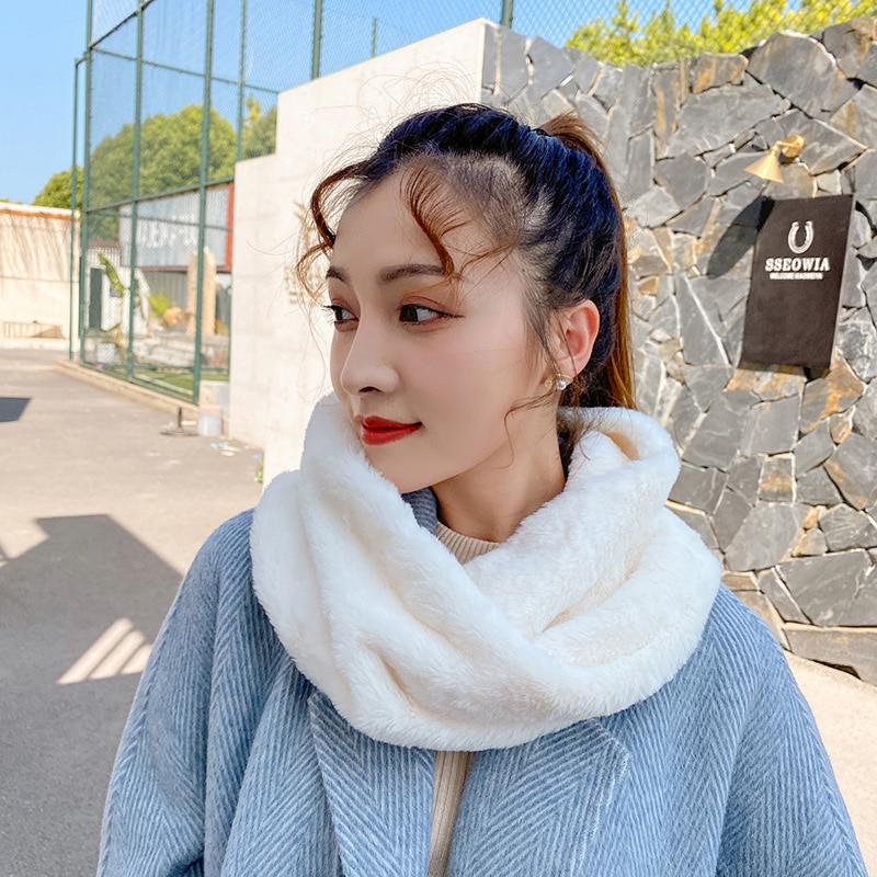 Effen dames wintersjaal korte nepbontkraag snood infinity sjaals halsdoeken ringvormige sjaals voor dames