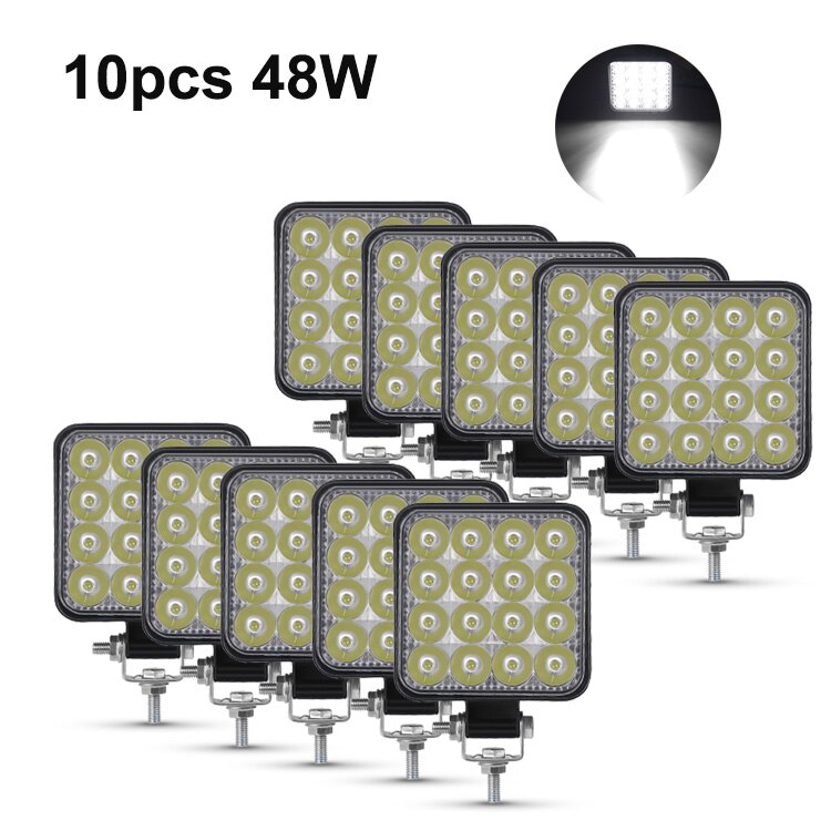 Nlpearl mini led arbejdslys 12v 24v spotlight led lys bar off road lastbil 4 x 4 4wd suv atv barra led lightbar til bil tågelygte: 10pc 48w arbejdslys
